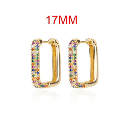 Rainbow Zircon Hoop Earrings - Stainless Steel