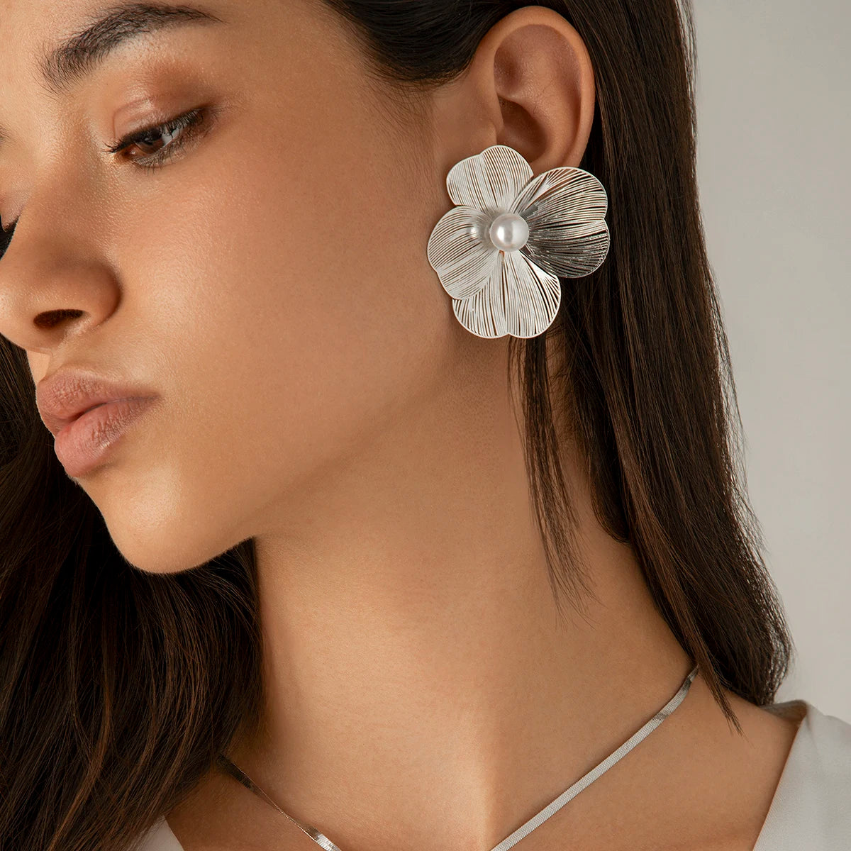 Punk Metal Flower Stud Earrings - Vintage Gothic Geometric Jewelry