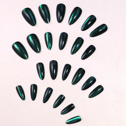 Black Silver Bowknot Press-On Nails - Stiletto 24pcs Full Cover Set