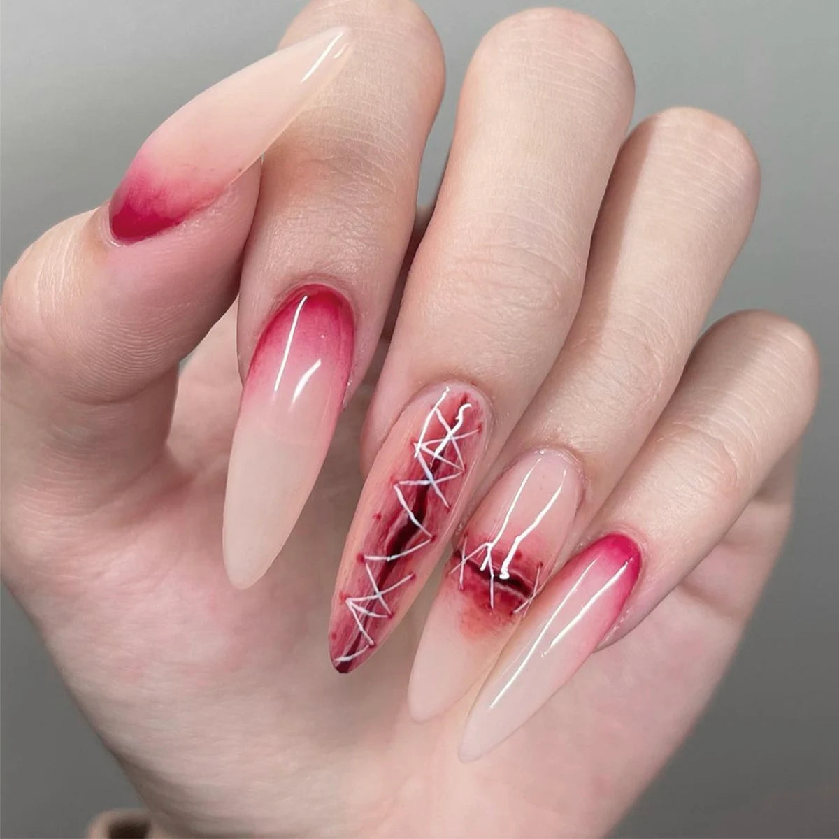 Silver Spider Gothic Press-On Nails - 24 Piece Set