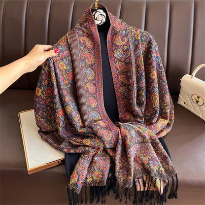 Autumn Paisley Pashmina Scarf - Premium Jacquard Cashmere Wrap