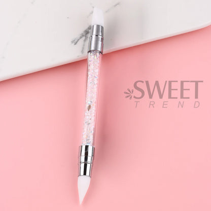 2-Piece Crystal Nail Extension Gel Set - Soft Solid Gel with Flower Sculpting Pen